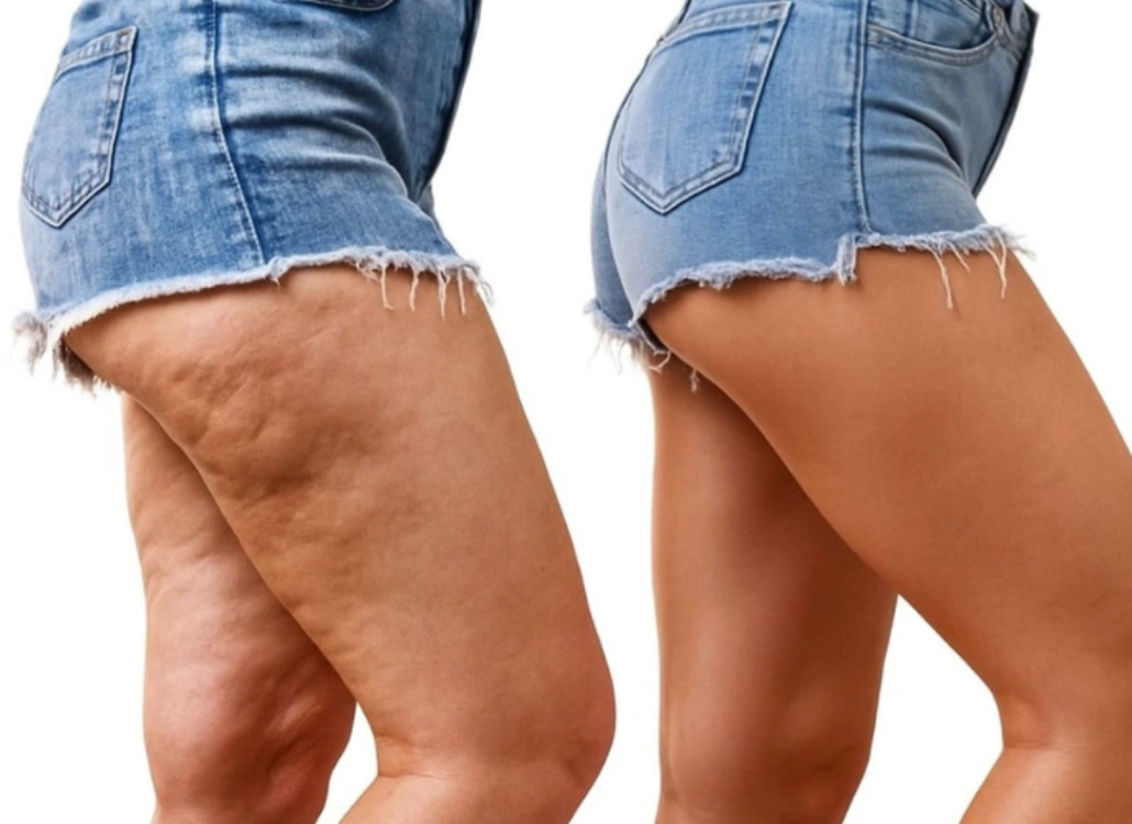 woman before and after cellulite treatment